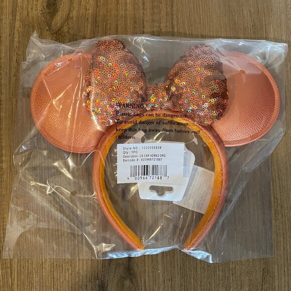 Disney Parks Sequin Minnie Ears Headband | Peach, Coral, Apricot, Orange - Picture 5 of 5